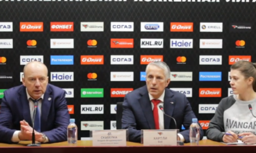 Видео послематчевой пресс-конференции игры КХЛ «Авангард» — «Барыс» 4:3 Б