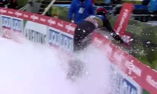 Видео страшного сальто казахстанского лыжника через отбойник взорвало Сеть