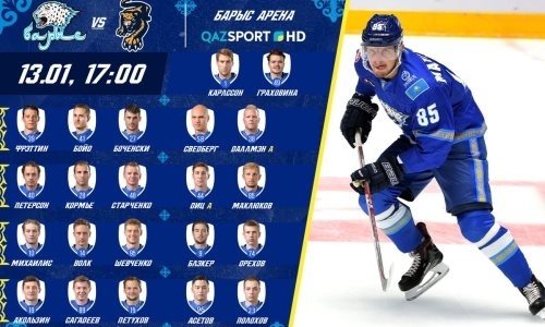 Состав «Барыса» на матч КХЛ с «Сочи»
