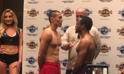 Казахстанский нокаутер прошел взвешивание перед боем в США