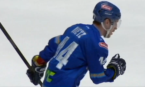 Видео второй шайбы Дица решающего матча плей-офф КХЛ «Барыс» — «Торпедо»