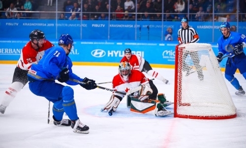 Фоторепортаж с хоккейного матча Универсиады-2019 Казахстан — Канада 4:3