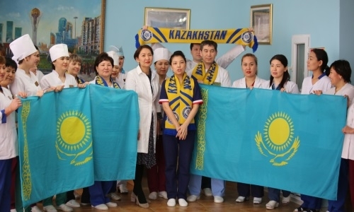 Медицинские работники пожелали удачи сборной Казахстана 