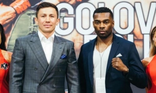 Фоторепортаж с пресс-конференции и первой дуэли взглядов боя Головкин — Роллс