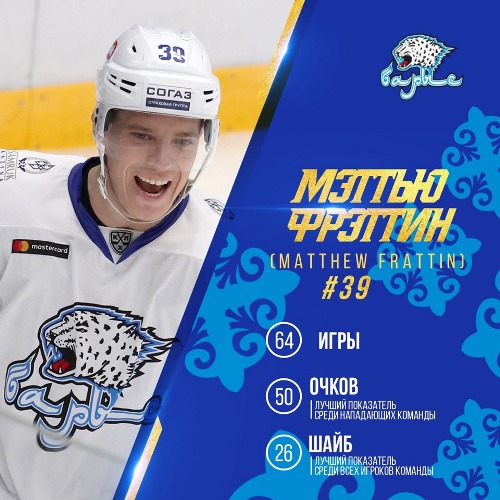 «Барыс» представил статистику Фрэттина за сезон