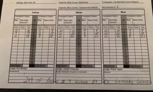 Появилось фото судейских записок боя Головкин — Роллс