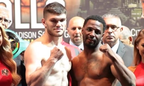 Видео взвешивания казахстанского нокаутера перед титульным боем в андеркарде у Головкина