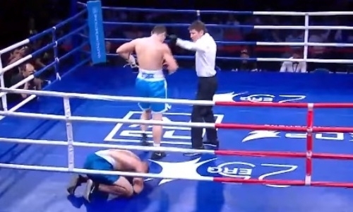 Видео двух нокдаунов и нокаута. Как казахстанский боксер жестко «обрабатывал» украинцу корпус