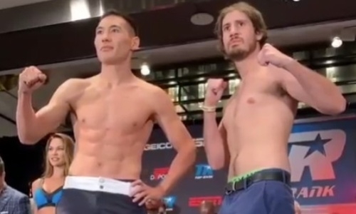 «Вау!». Алимханулы на взвешивании перед боем в андекарде чемпиона мира развлек публику. Видео