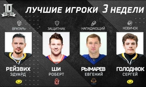 Игроки казахстанских клубов стали лауреатами третьей игровой недели ВХЛ