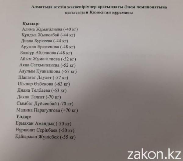 Двойной состав выставит Казахстан на домашний ЧМ-2019 по дзюдо среди кадетов