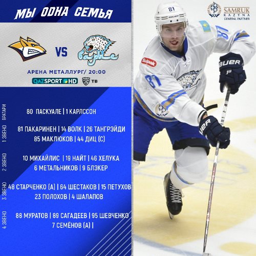 «Барыс» назвал состав на матч КХЛ с магнитогорским «Металлургом»
