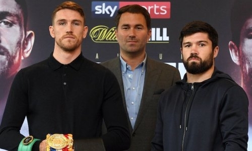 Потенциальные соперники Головкина провели дуэль взглядов перед боем за титул чемпиона мира. Видео