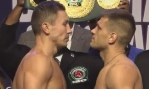 Видео финальной дуэли взглядов Головкина и Деревянченко перед боем за два титула чемпиона мира