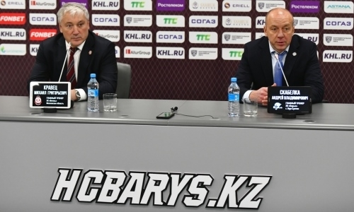 Видео послематчевой пресс-конференции игры КХЛ «Барыс» — «Витязь» 3:2 ОТ