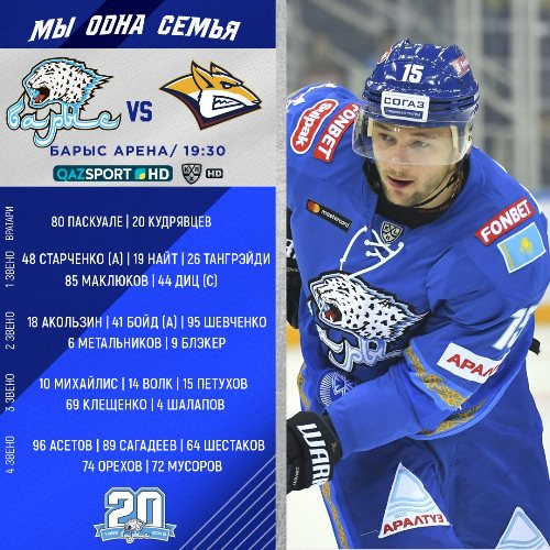 «Барыс» назвал состав на матч КХЛ с магнитогорским «Металлургом»