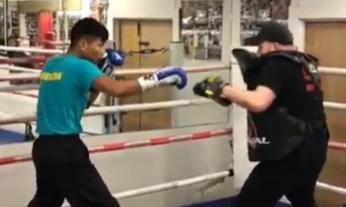 Непобежденный казахстанский боксер показал видео отработки ударов с тренером