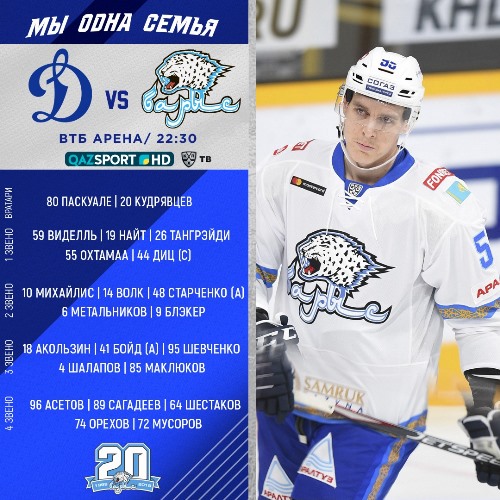 «Барыс» назвал состав на матч КХЛ с московским «Динамо»