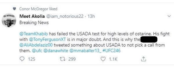 СМИ сообщило о провале Нурмагомедовым допинг-теста перед боем с Фергюсоном — Макгрегор отреагировал