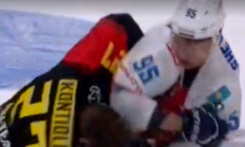 Хоккеисты «Барыса» и «Йокерита» устроили драку в матче КХЛ. Видео
