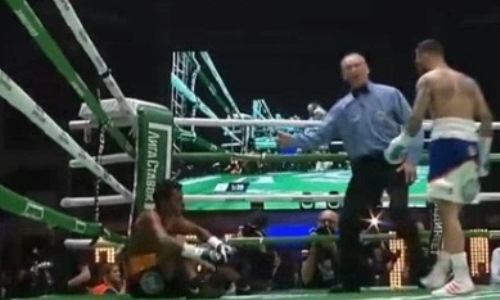 Проигравший казахстанцу боксер в четвертом бою в профи нокаутом за 93 секунды выиграл титул WBA. Видео