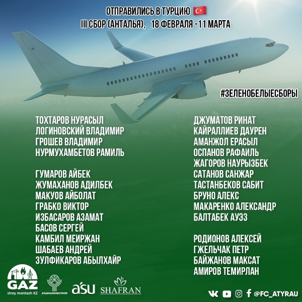 «Атырау» объявил состав на третий сбор в Турции