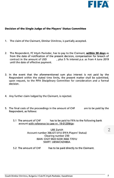 Клуб КПЛ проиграл тяжбу в ФИФА выгнанному со скандалом главному тренеру. Подробности