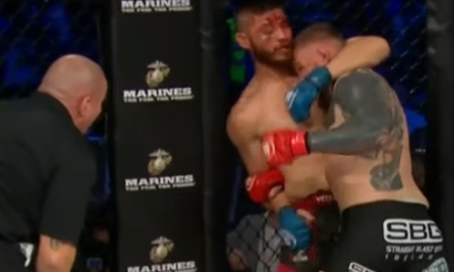 Лицо американского бойца Bellator превратили в кровавое месиво и нокаутировали. Видео