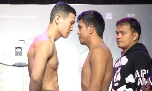 Видео взвешивания непобежденных казахстанских боксеров перед боями в Дубае