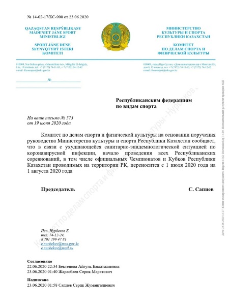 Возобновление КПЛ и других чемпионатов Казахстана перенесено. Объявлена новая дата