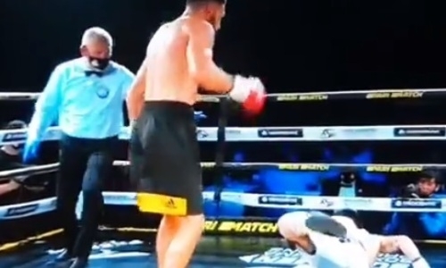 Прямым в челюсть. Видео первого нокдауна в карьере казахстанского боксера Нурсултана Жанабаева