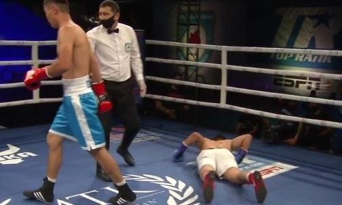 Небитого казахстанского боксера уронили лицом в пол. Видео