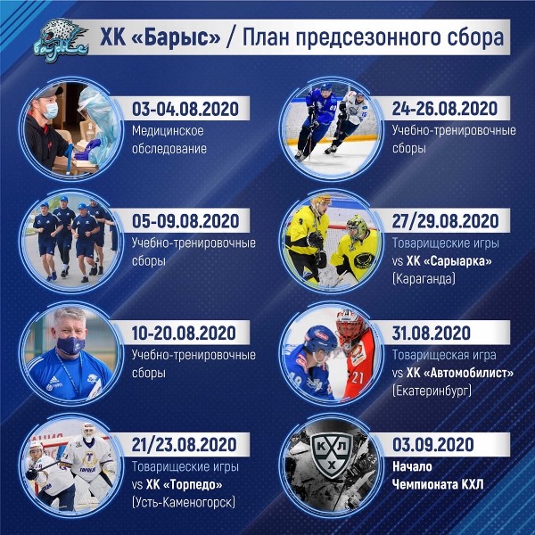 «Барыс» поделился с болельщиками удобным графиком летних сборов до старта КХЛ. Фото