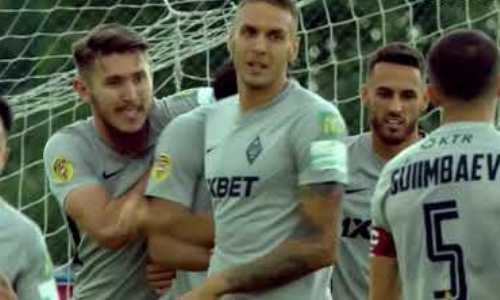 Видео второго гола Алипа матча Премьер-Лиги «Каспий» — «Кайрат»