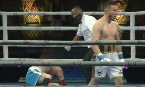 Видео первого нокаута на большом вечере бокса в Алматы
