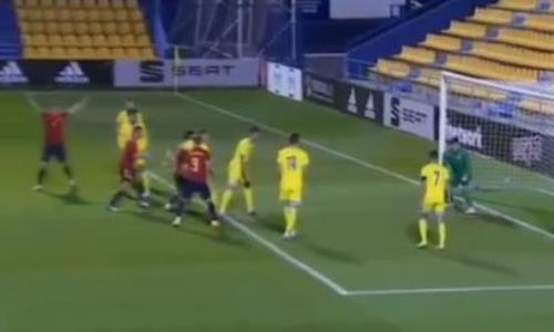 Видео гола Гильямона матча отбора молодежного ЕВРО-2021 Испания — Казахстан