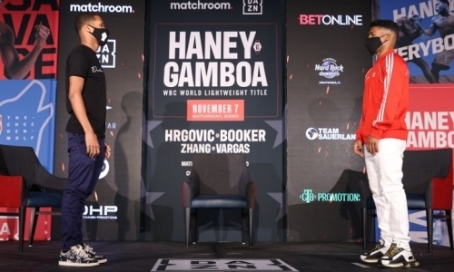 Хэйни и Гамбоа провели дуэль взглядов перед боем за титул WBC. Видео