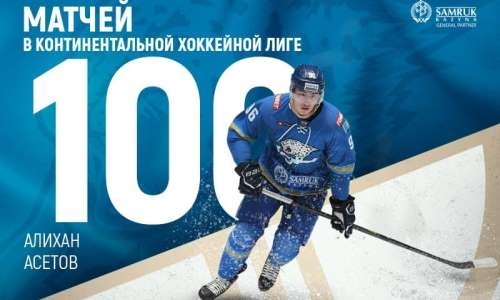Казахстанский форвард «Барыса» достиг юбилейной отметки в КХЛ