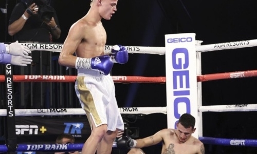 Боксер по имени Вегас прилетел в Вегас и оформил нокаут. Видео