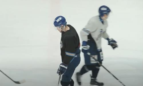 Хоккеист фарм-клуба «Барыса» провел тренировку с микрофоном. Видео