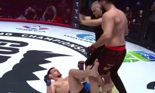 Видео нокаута за 84 секунды казахстанским бойцом россиянина на турнире EFC 33 в Москве