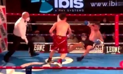 Итальянский боксер завоевал титул и пополнил список претендентов на лучший нокаут месяца. Видео