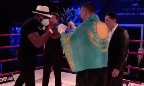 Казахстанский супертяж прямо в ринге получил угрозы от бывшего соперника Кличко, Джошуа и Фьюри. Видео