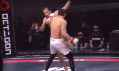 Казахстанского файтера нокаутировали в первом раунде «пушкой» по ребрам. Видео