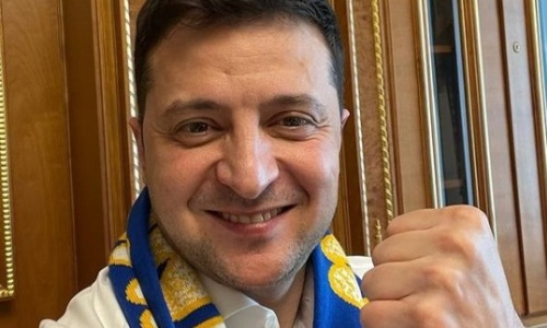 Владимир Зеленский поддержал сборную Украины перед матчем с Казахстаном