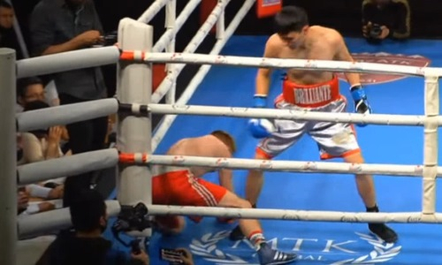 Нокдаун и нокаут. Чемпион Казахстана разобрался с украинским соперником на вечере бокса в Алматы