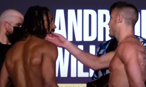 Андраде и Уильямс сцепились на взвешивании перед боем за титул чемпиона мира в весе Головкина. Видео