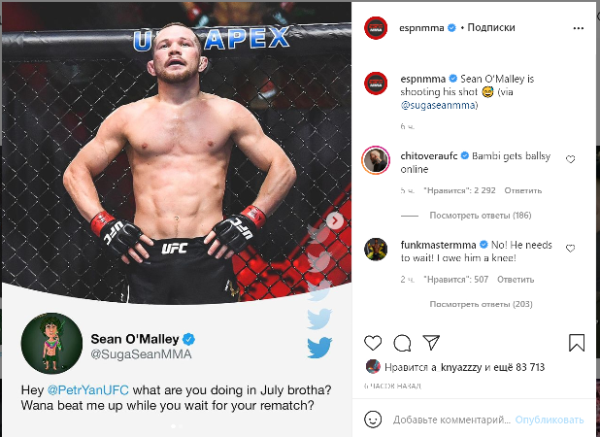 Боец UFC вызвал на бой Петра Яна. Россиянин и Стерлинг отреагировали