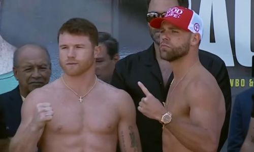 «Канело» и Сондерс прошли взвешивание перед боем за три титула чемпиона мира. Видео