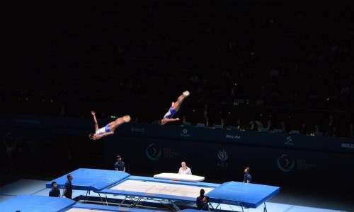 Казахстанцы завоевали «серебро» на этапе Кубка мира по батутной гимнастике